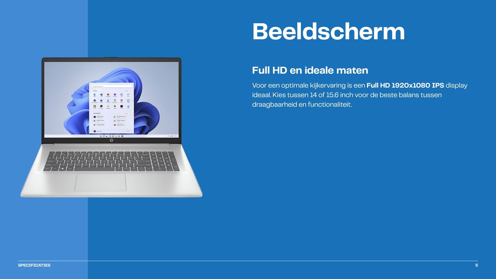 Beeldscherm laptop: Full HD 1920x1080 IPS, 14 of 15.6 inch