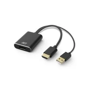 ACT AC7536 | HDMI + USB naar DisplayPort Adapterkabel | 0,24 m | Zwart - 0