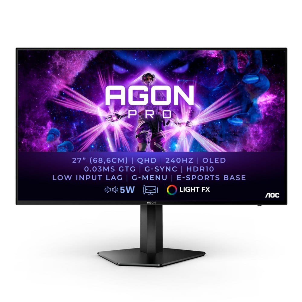AOC AGON PRO AG276QZD 27" | 2560x1440 QHD OLED | 240Hz | 0.03ms | HDR10 | G-Sync Compatible | Gaming Monitor | Open Box