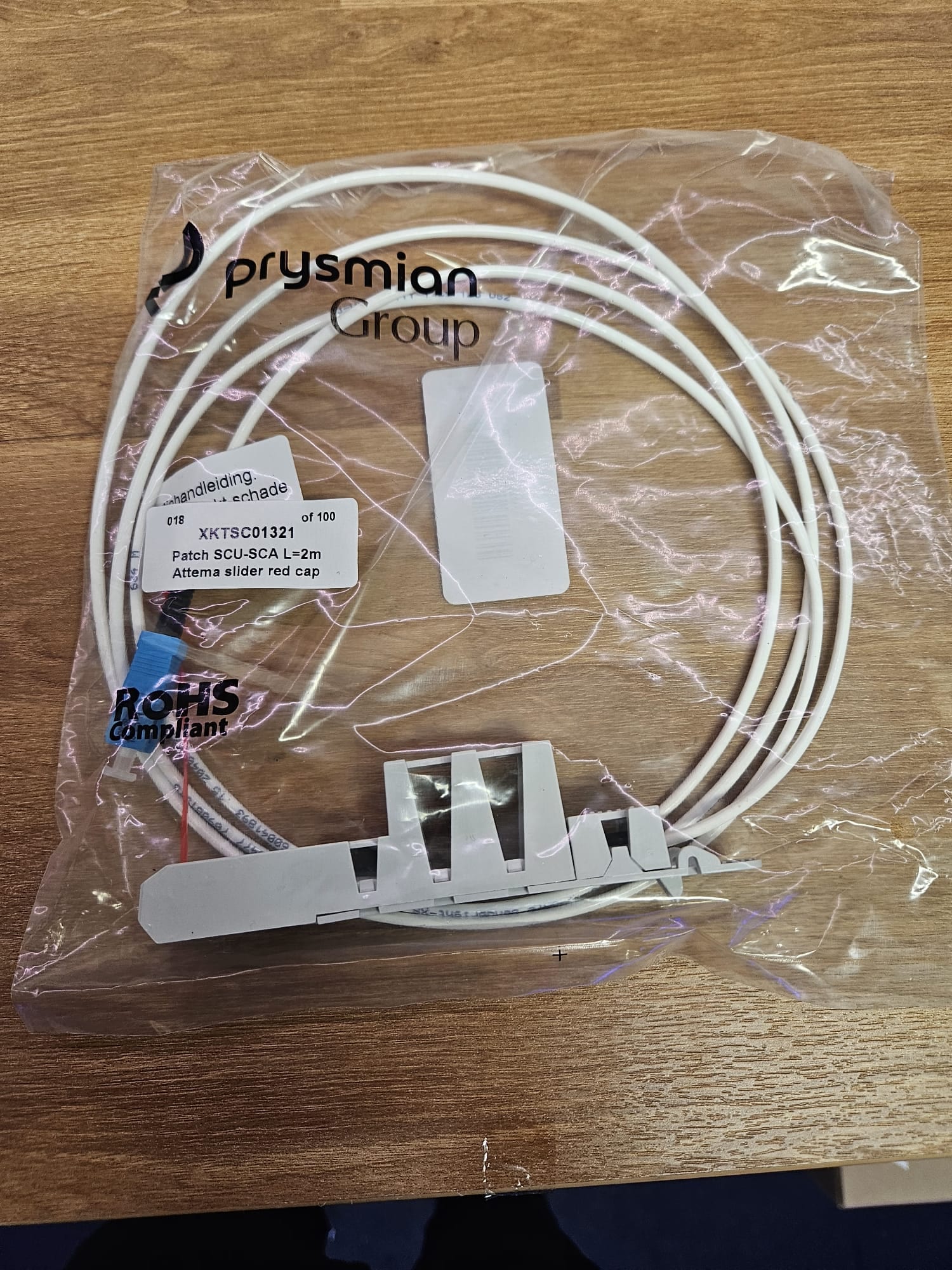 Glasvezelkabel Delta XGS-PON aansluitkabel met Attema AT01 inschuifmodule en SC/APC connector 2 meter