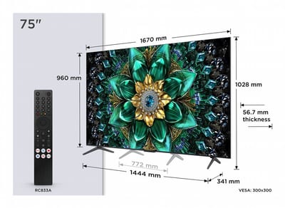TCL 75Q6C | 75" 4K Ultra HD QD-MiniLED | 120Hz | Google TV | Dolby Vision | HDMI 2.1 | Smart TV | OPEN BOX